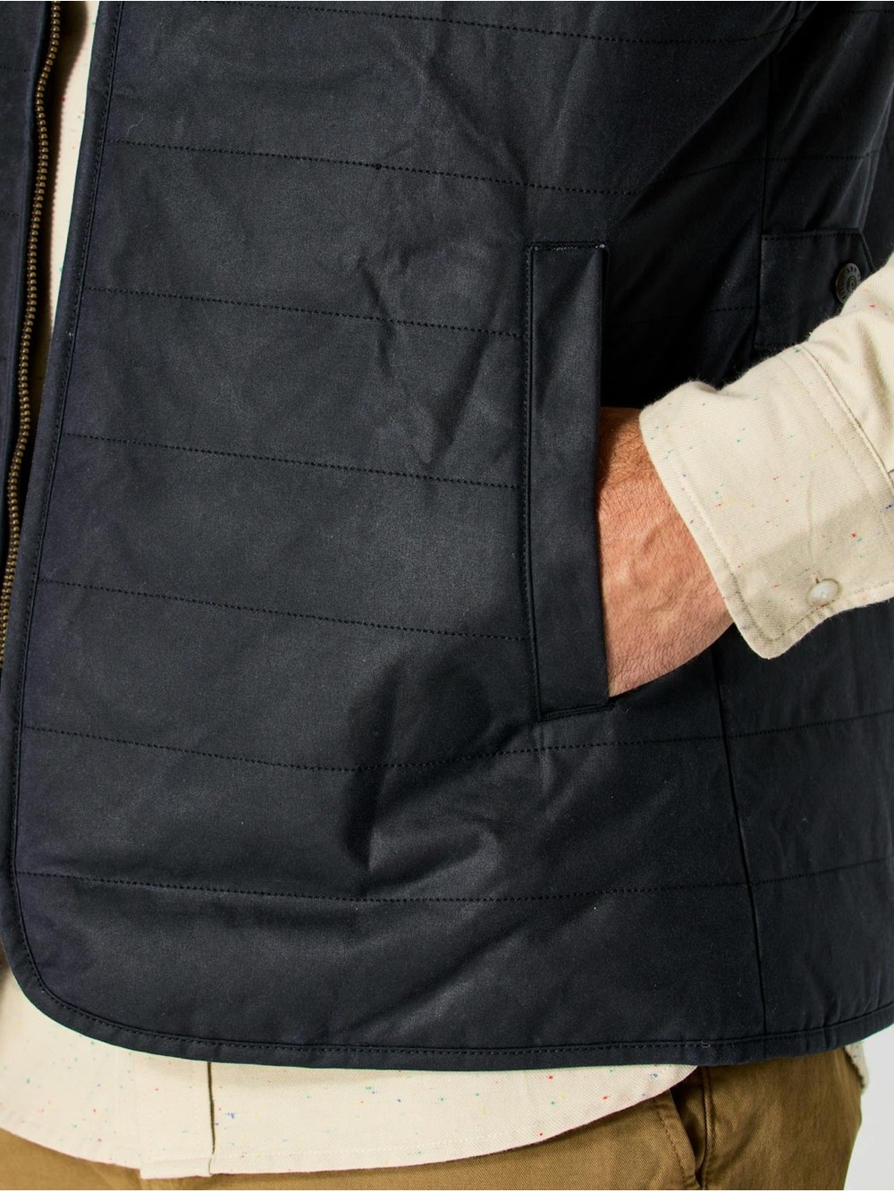 Flint and Tinder York Quilted Vest Waxed Canvas Water Resistant Navy Blue Small - Picture 6 of 15